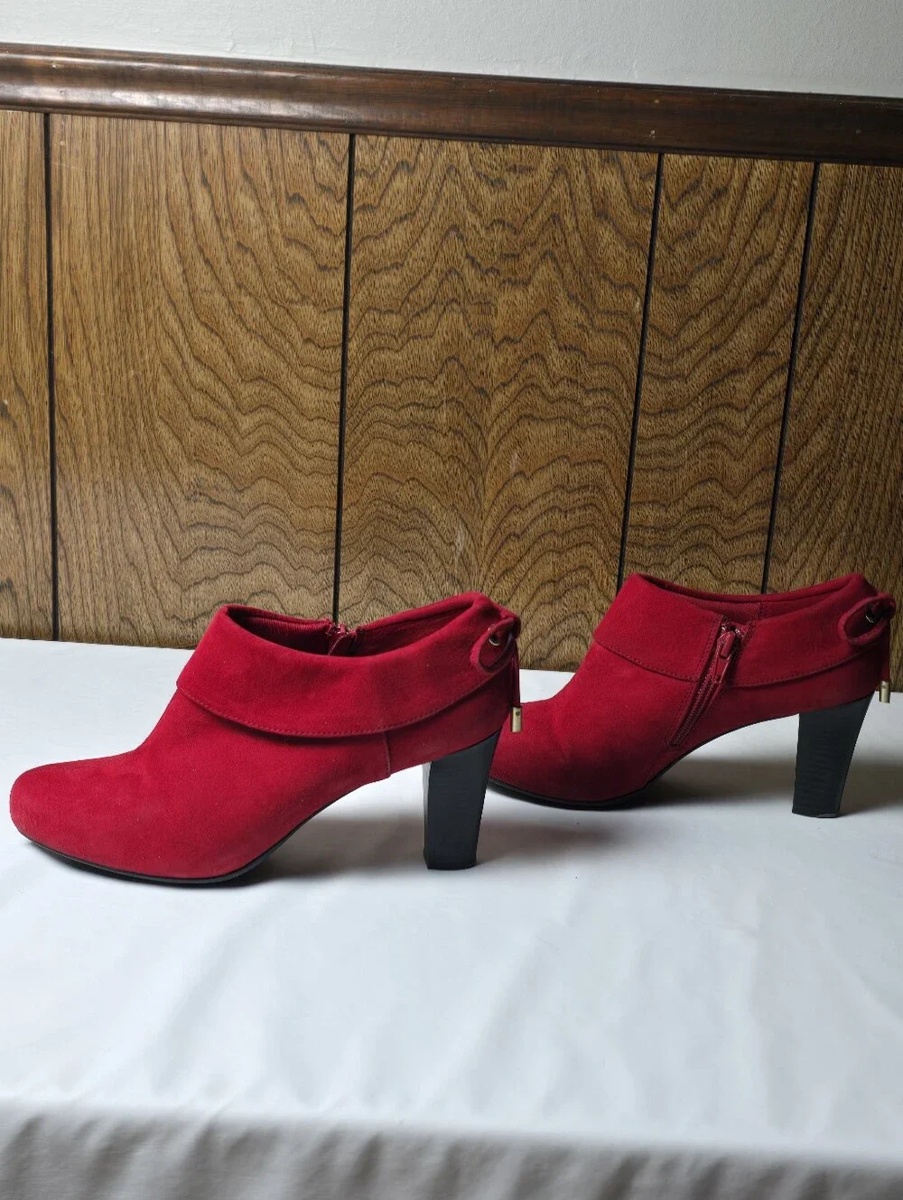 Coach and Four Red Suede Ankle Booties
